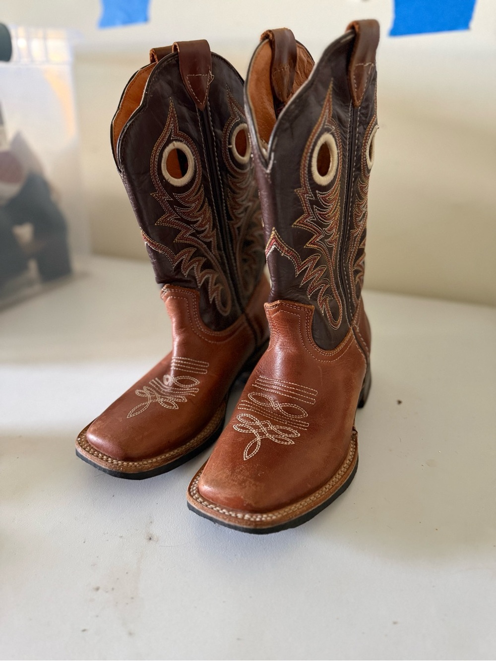Brown and Leather Cowboy Boots
